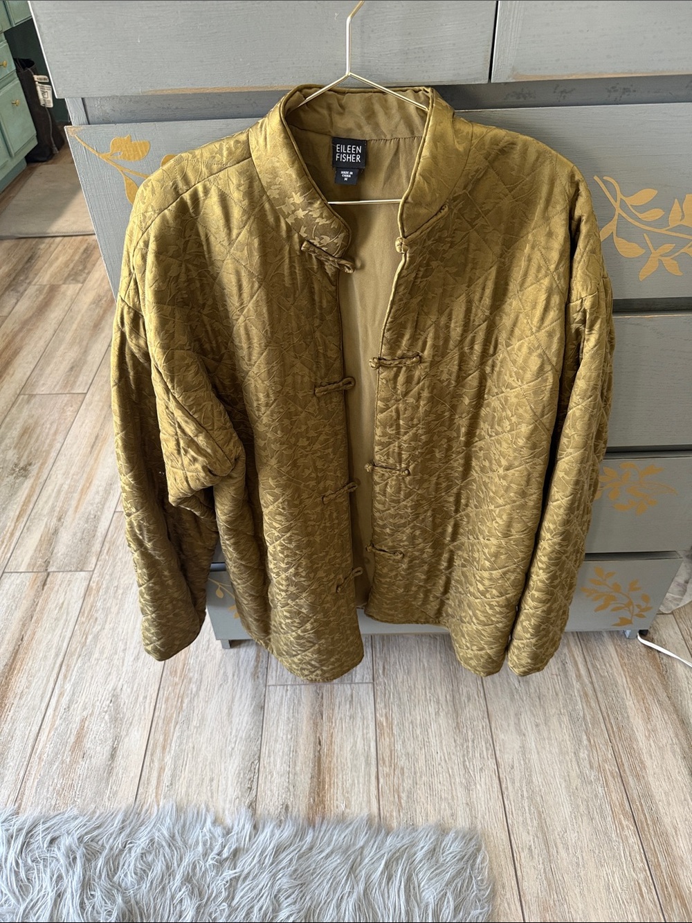 Eileen Fisher Quilted Bomber Jacket in Tan - Picture 3 of 8